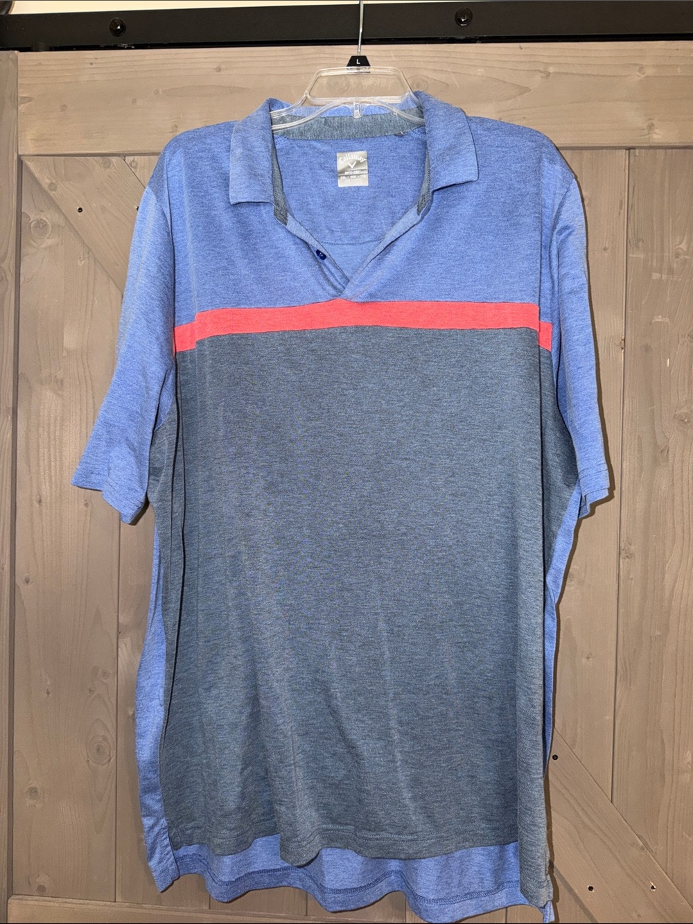 Callaway Two-Tone Blue Polo with Red Chest Stripe